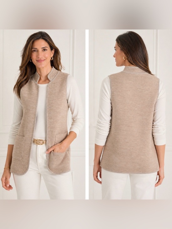 J. McLaughlin Sweaters - J. McLaughlin Wool Vest Extra Small Mid Length Wool Brown Jacket Open Front NWT